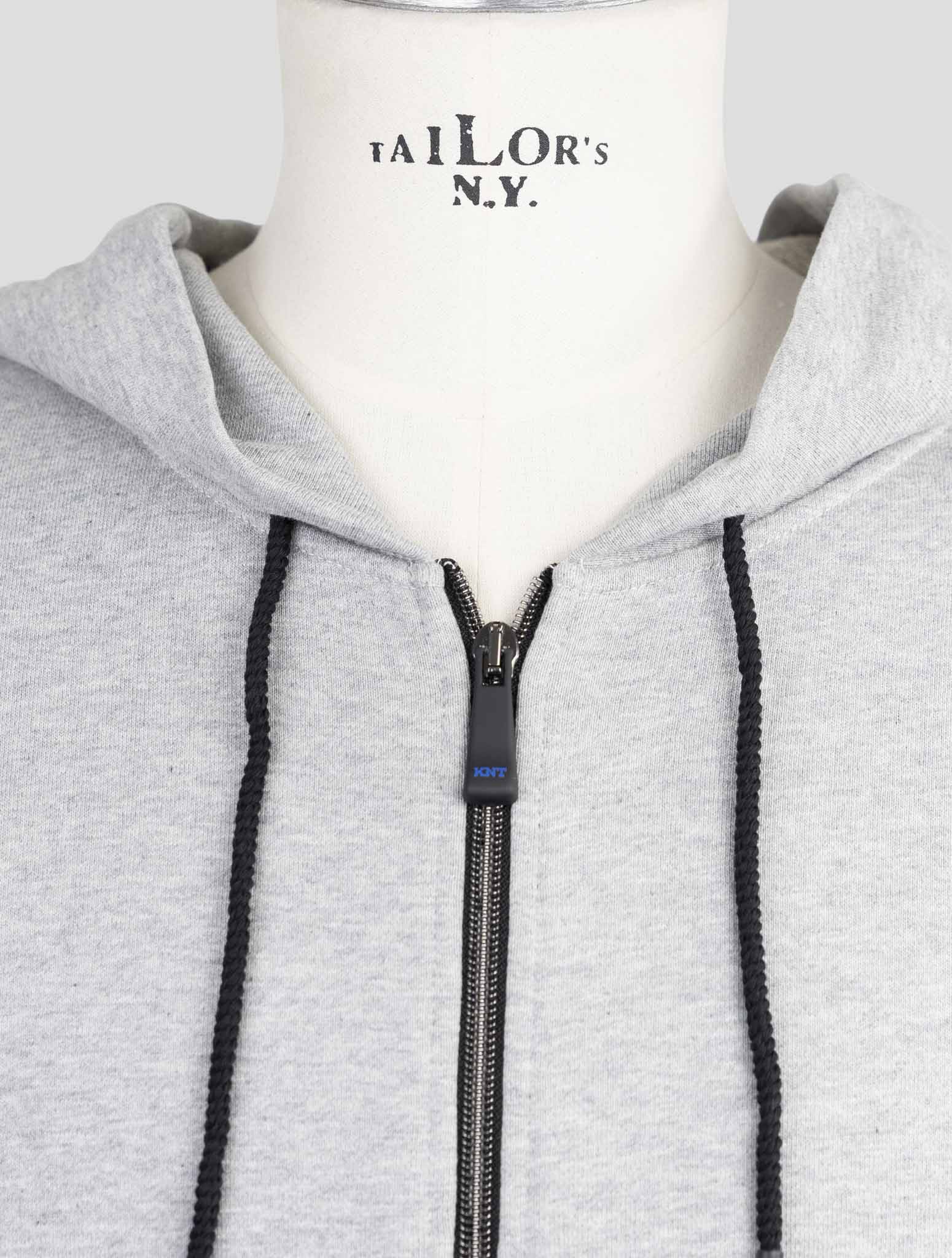 Kiton Knt Gray Cotton Sweater Full Zip