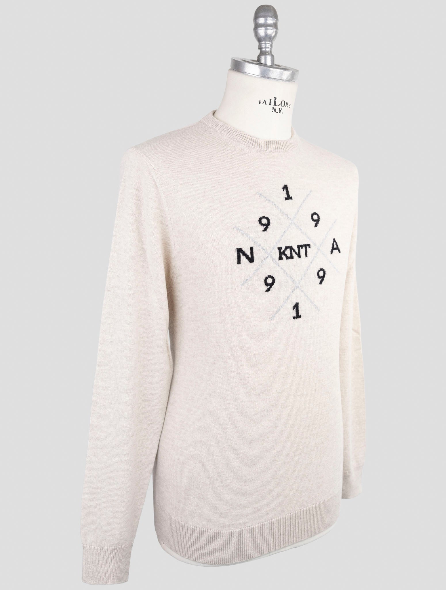 Kiton Knt Beige Virgin Wool Sweater Crewneck