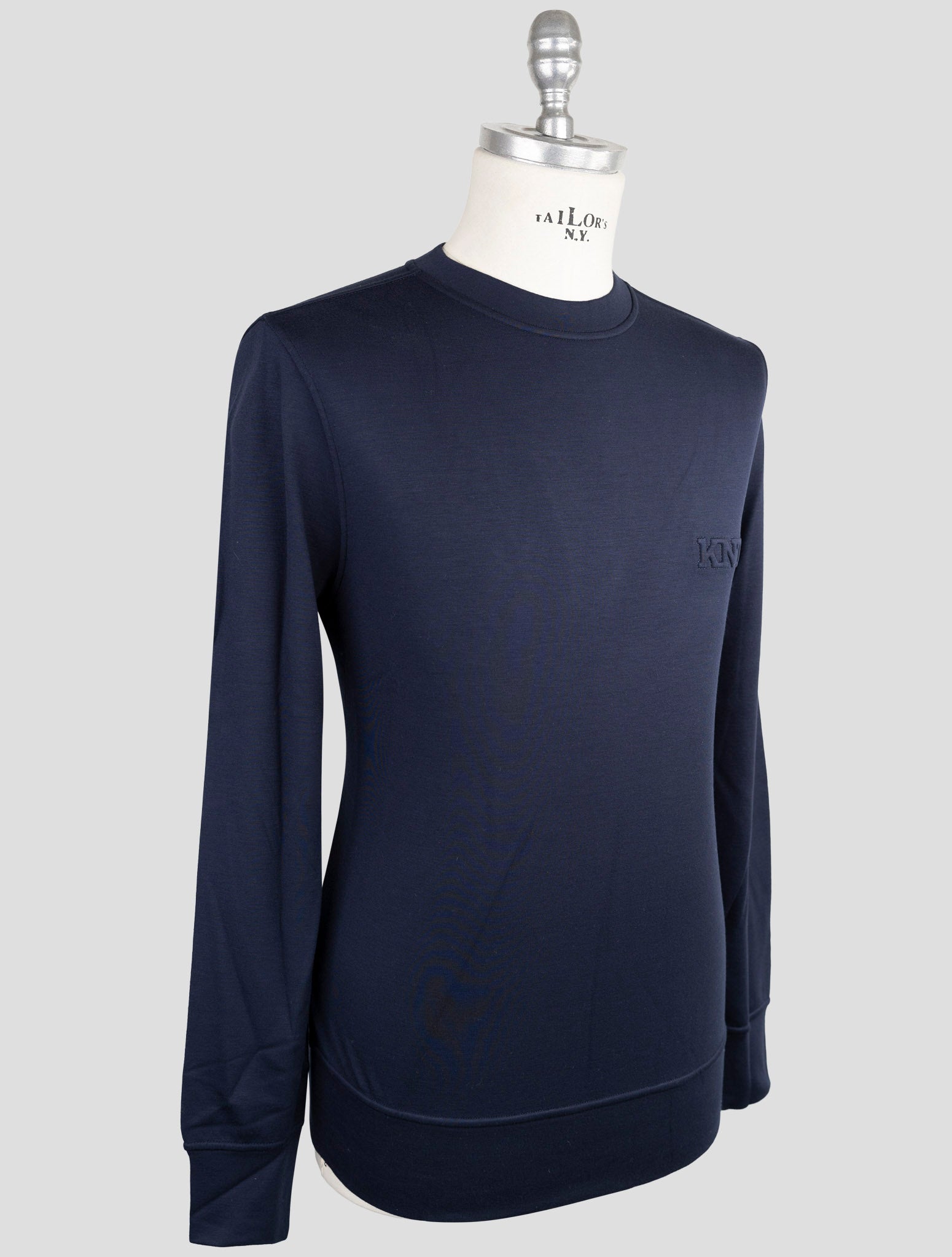 Kiton Knt Blue Viscose Ea Sweater Crewneck