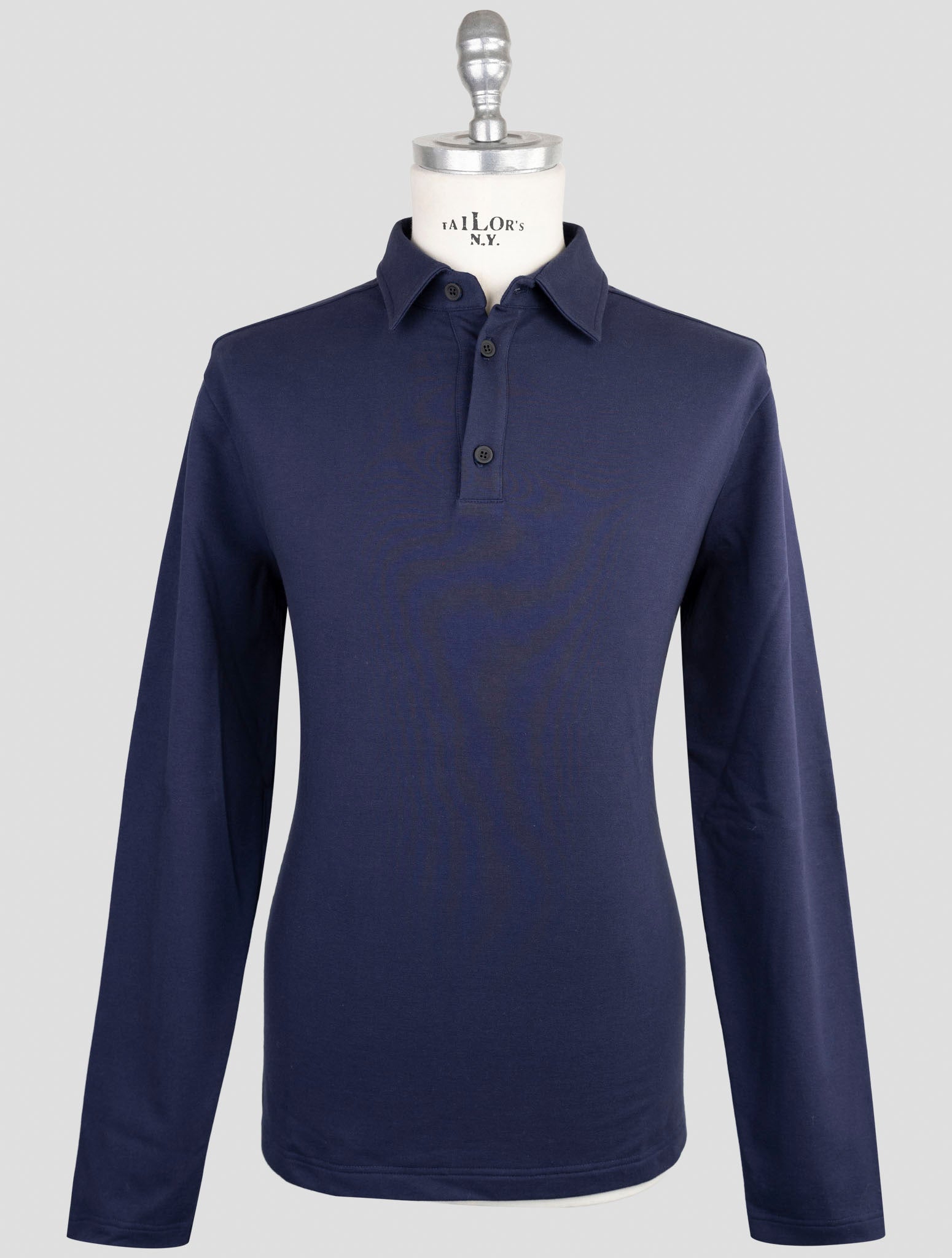 Kiton Knt Blue Cotton Ea Sweater Polo