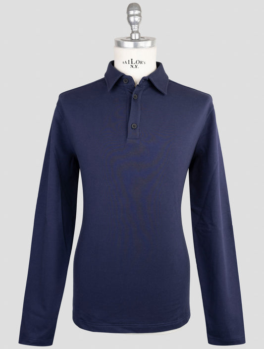 Kiton Knt Blue Cotton Ea Sweater Polo