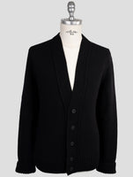 Kiton Knt Black Virgin Wool Sweater Cardigan