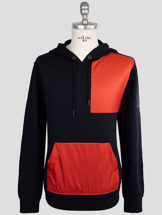 Kiton Knt Blue Red Cotton Sweater Hoodie