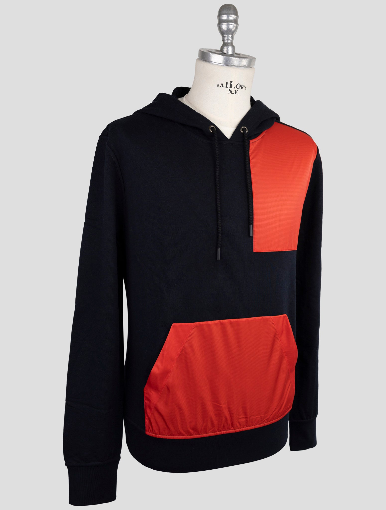 Kiton Knt Blue Red Cotton Sweater Hoodie