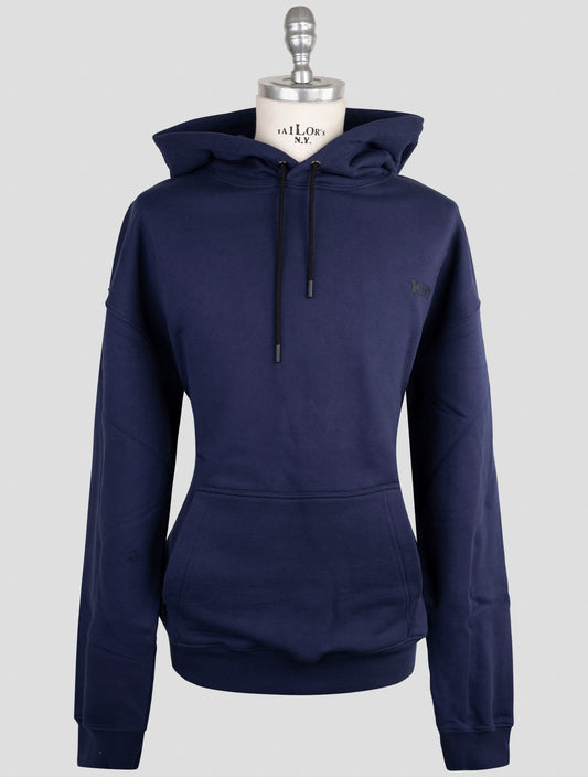Kiton Knt Blue Cotton Sweater Hoodie