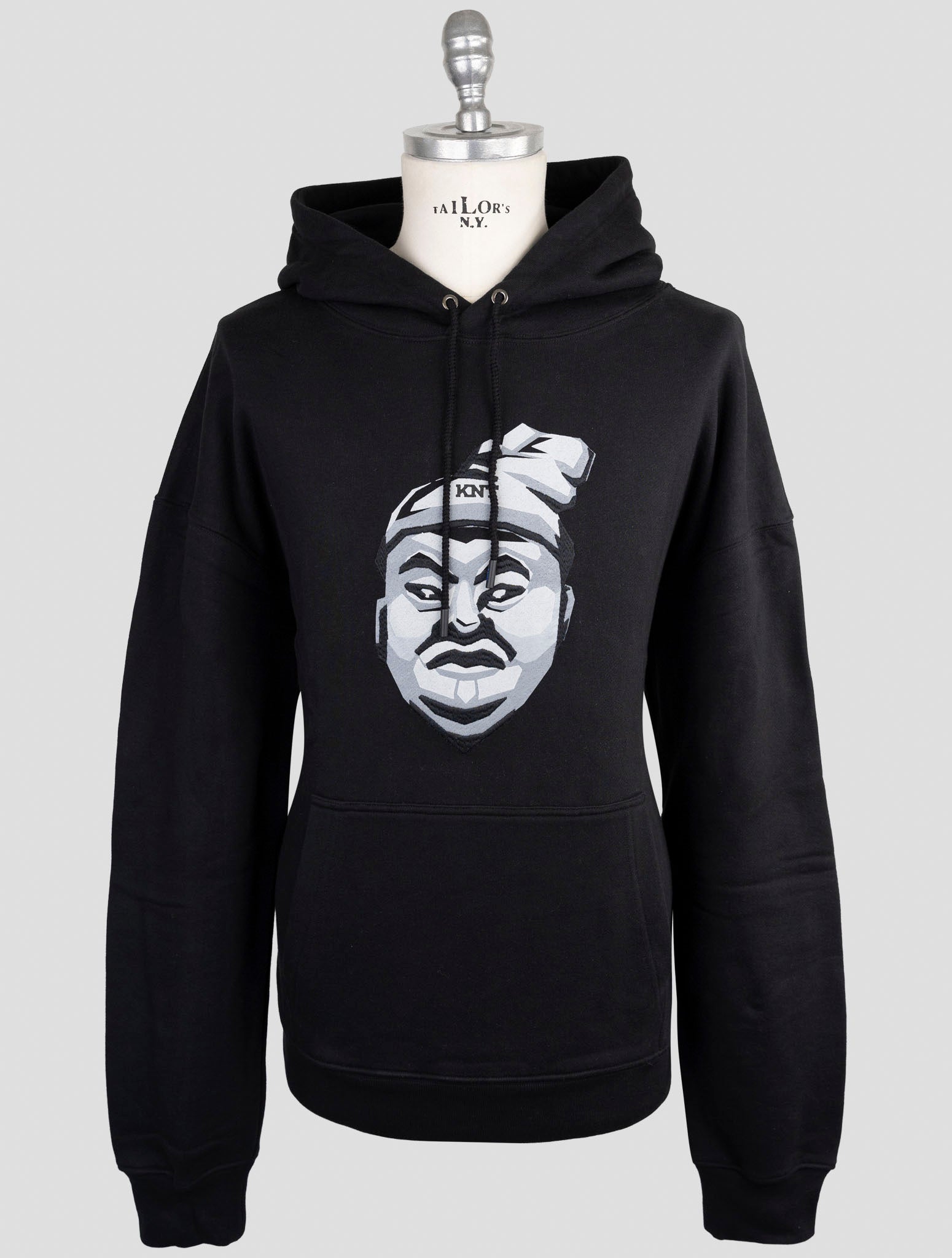 Kiton Knt Black Cotton Sweater Hoodie