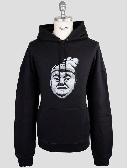 Kiton Knt Black Cotton Sweater Hoodie