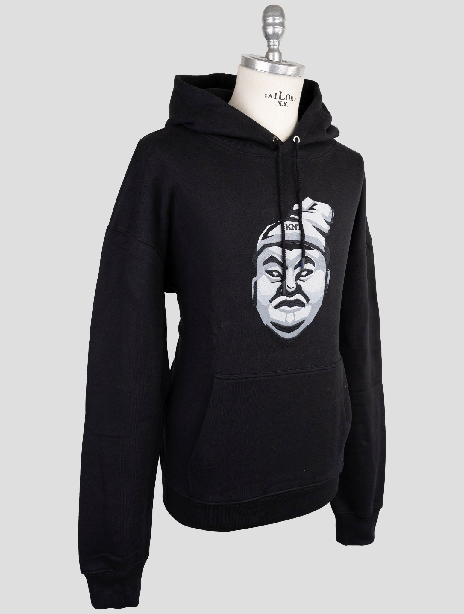 Kiton Knt Black Cotton Sweater Hoodie