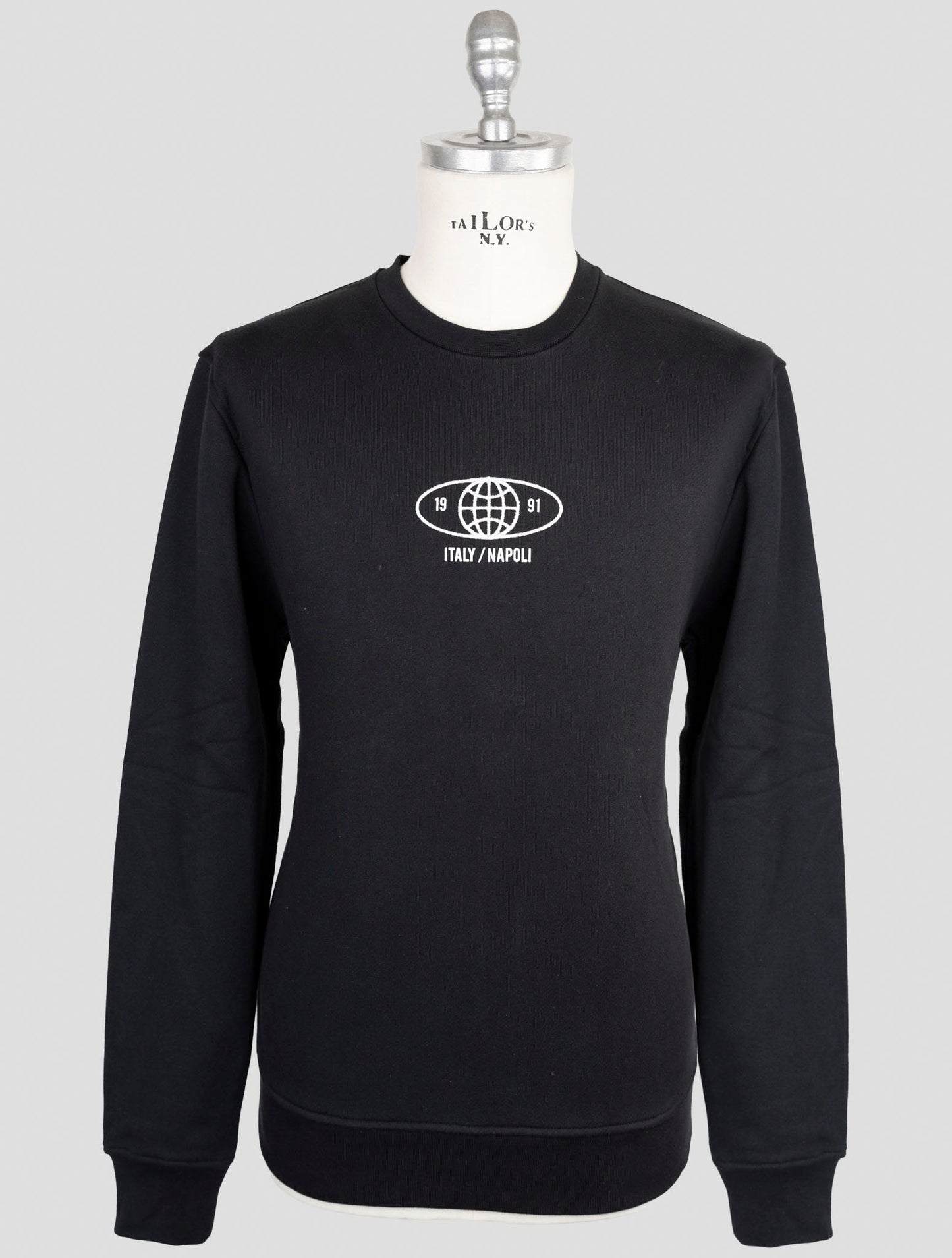 Kiton Knt Black Cotton Sweater Crewneck