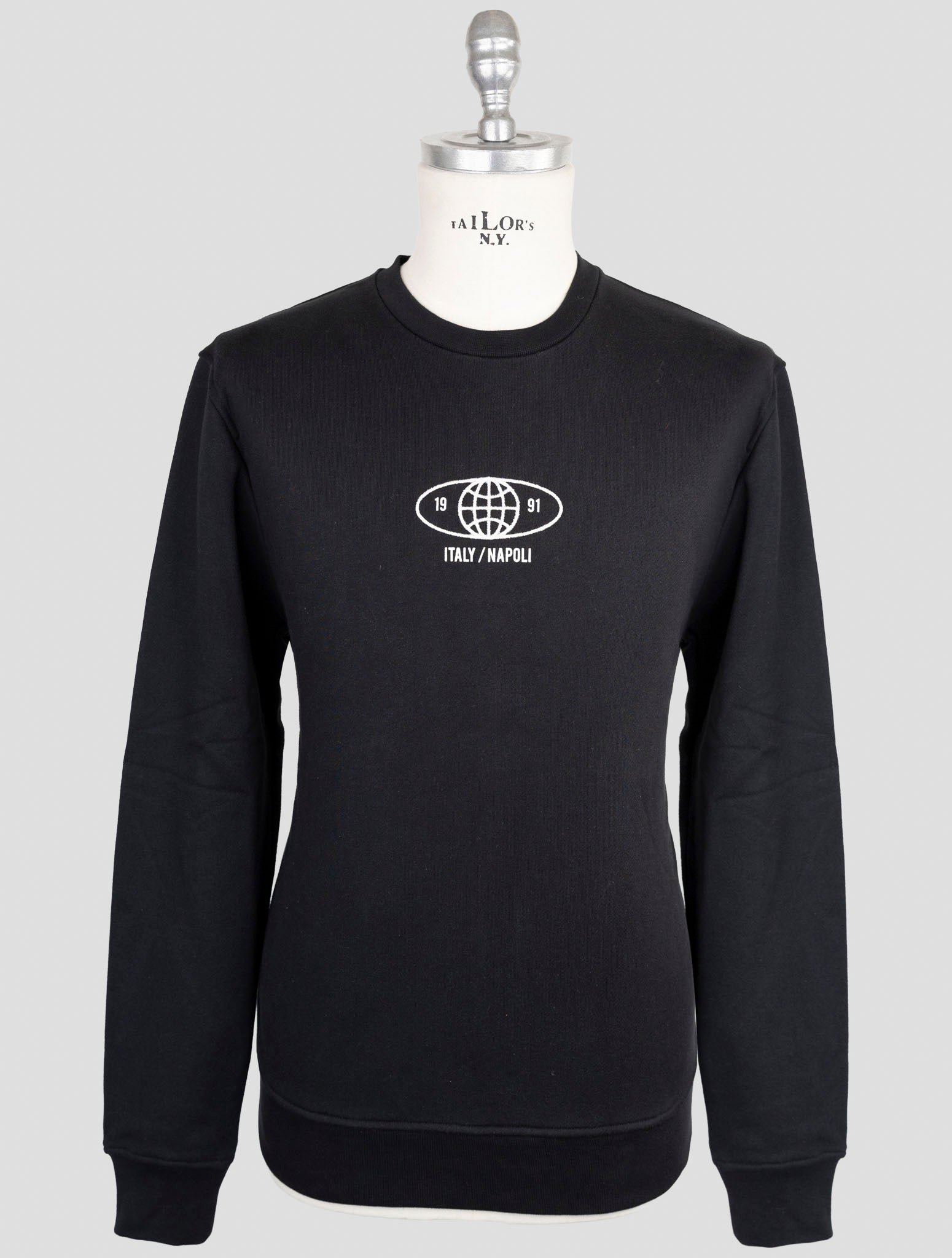 Kiton Knt Black Cotton Sweater Crewneck