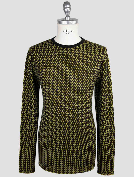 Kiton Knt Black Yellow Cashmere Cotton Sweater Crewneck