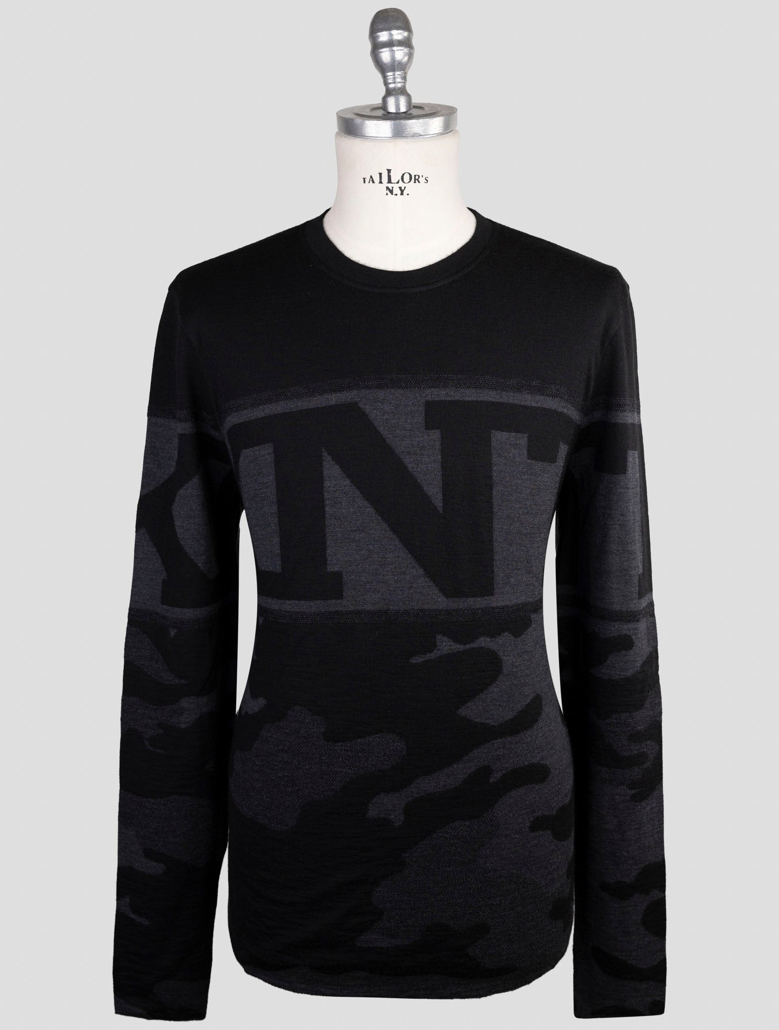 Kiton Knt Black Wool Cashmere Sweater Crewneck