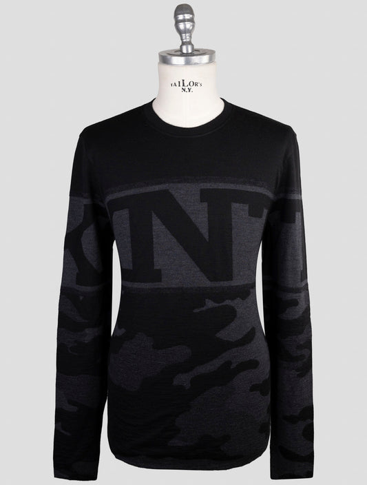 Kiton Knt Black Wool Cashmere Sweater Crewneck