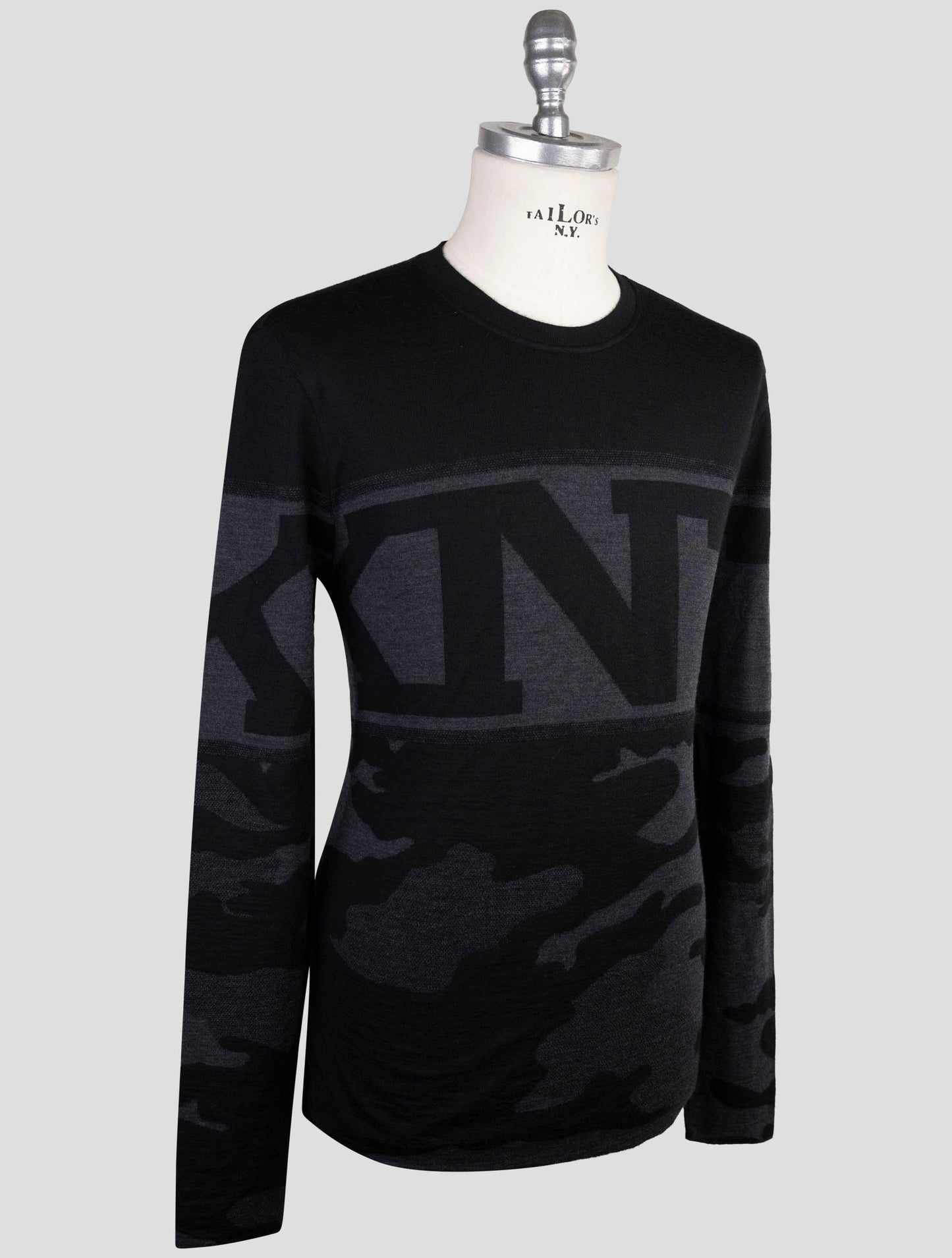 Kiton Knt Black Wool Cashmere Sweater Crewneck