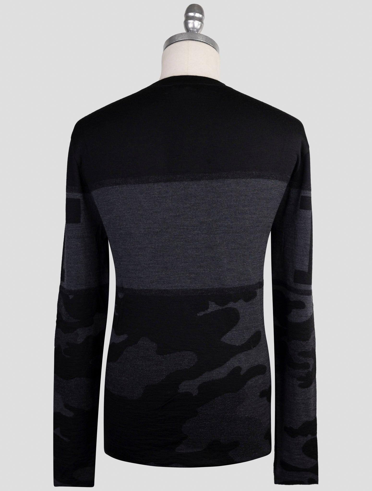 Kiton Knt Black Wool Cashmere Sweater Crewneck