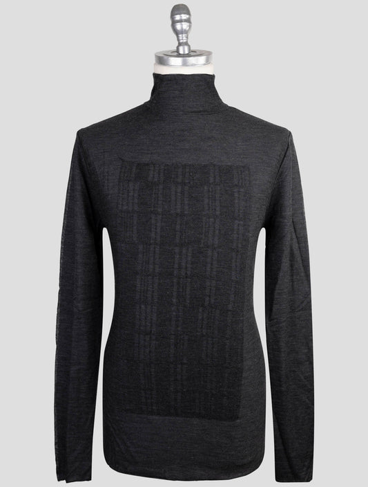 Kiton Knt Dark Gray Wool Cashmere Sweater Half Neck