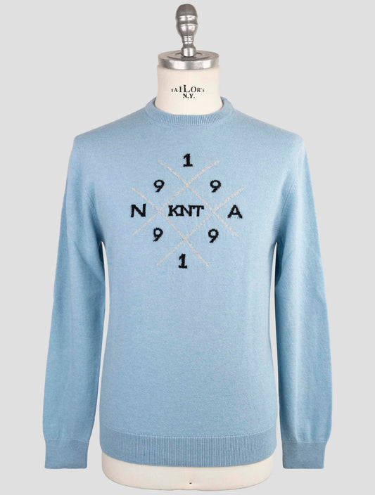 Kiton Knt Light Blue Virgin Wool Sweater Crewneck