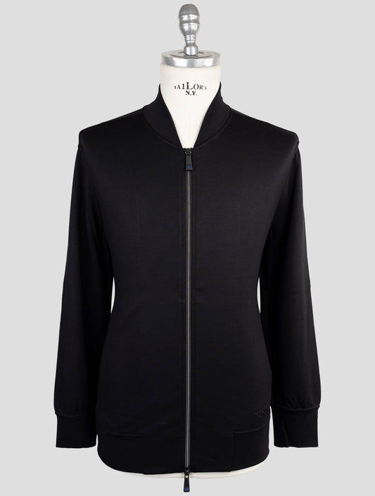 Kiton Knt Black Viscose Ea Sweater Full Zip
