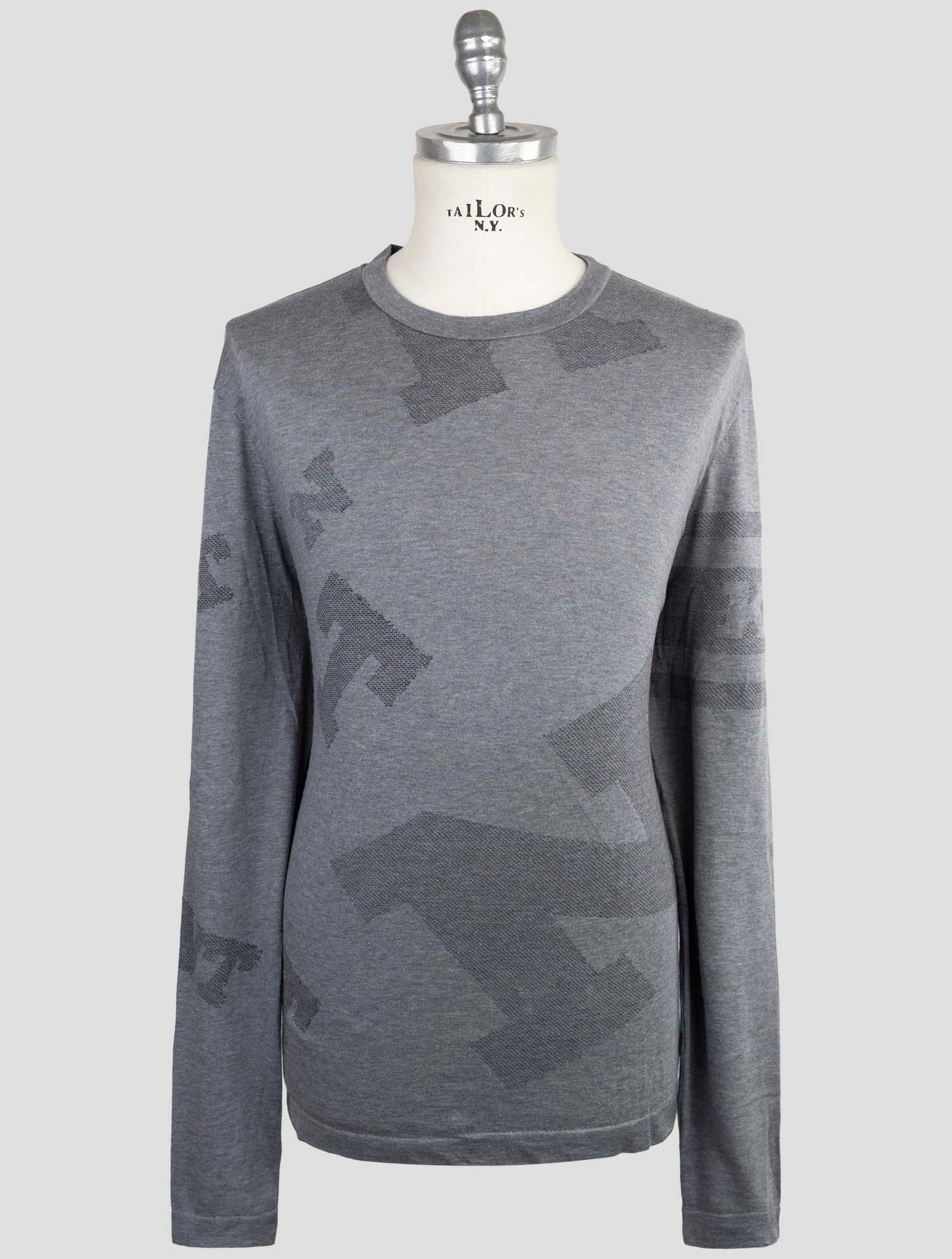 Kiton Knt Gray Cotton Sweater Crewneck