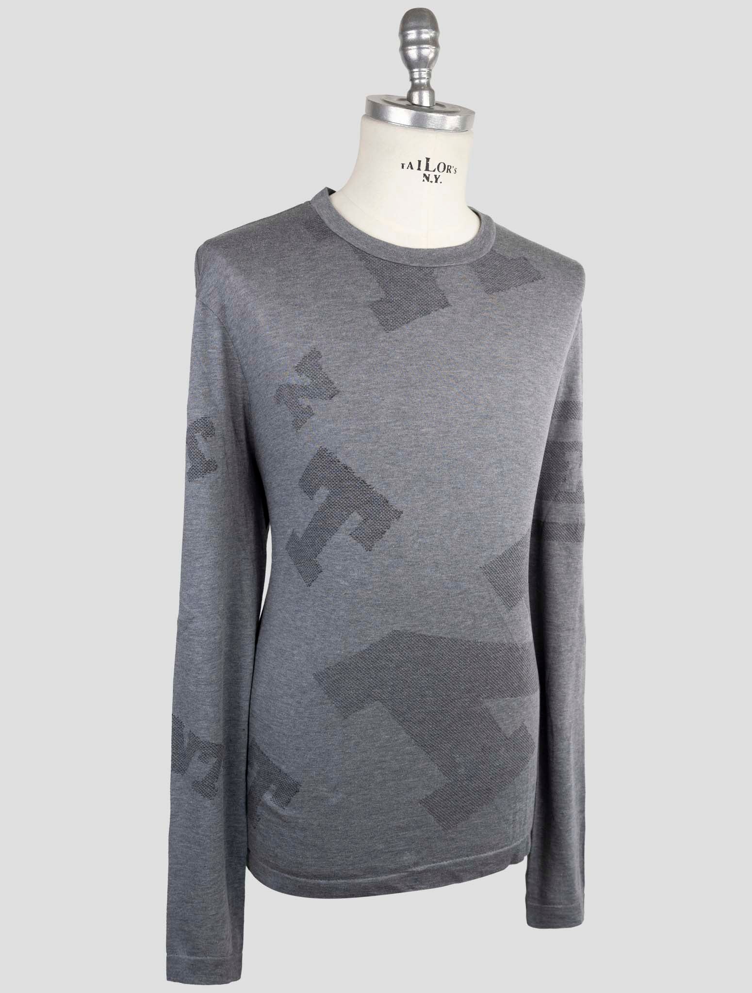 Kiton Knt Gray Cotton Sweater Crewneck