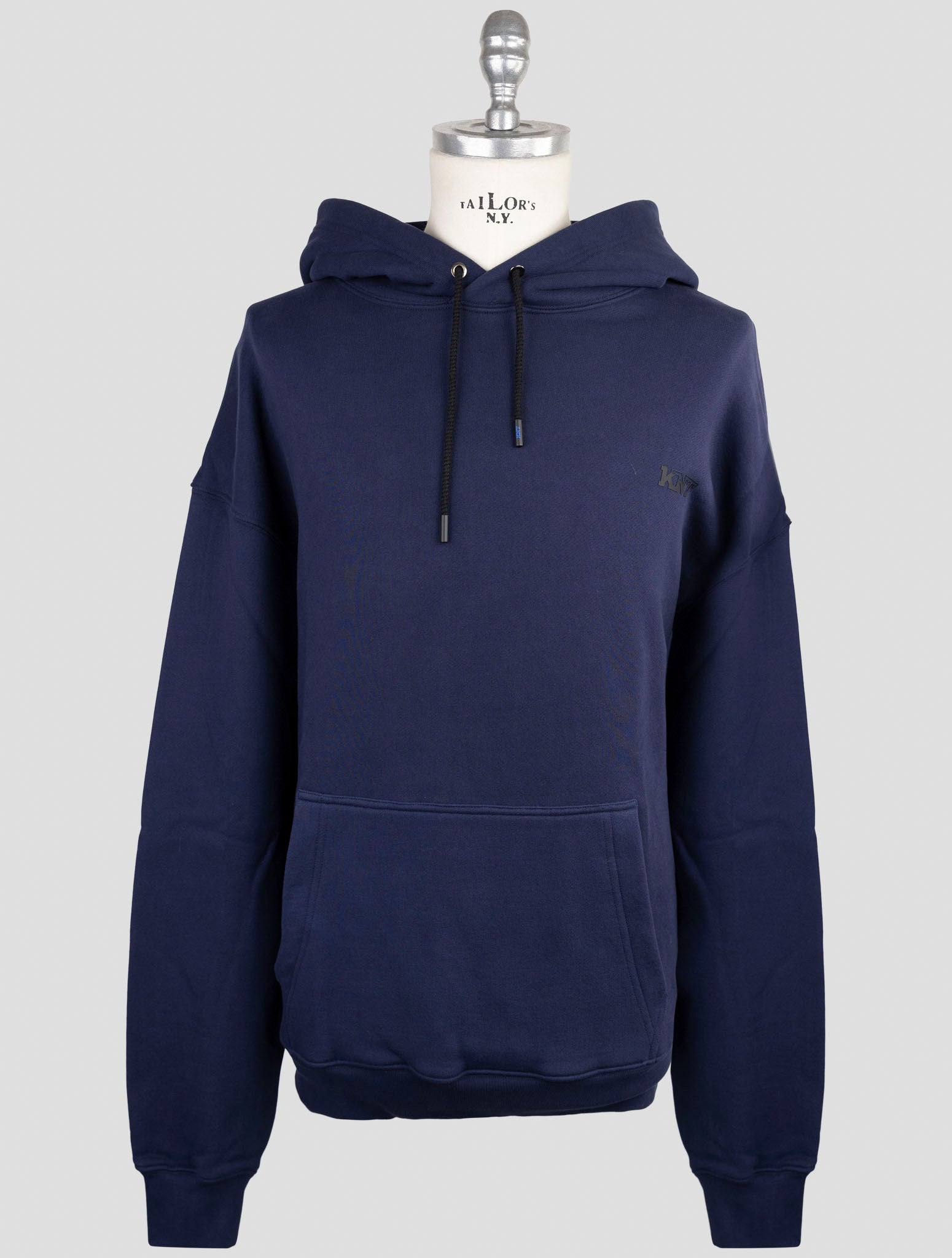 Kiton Knt Blue Cotton Sweater Hoodie