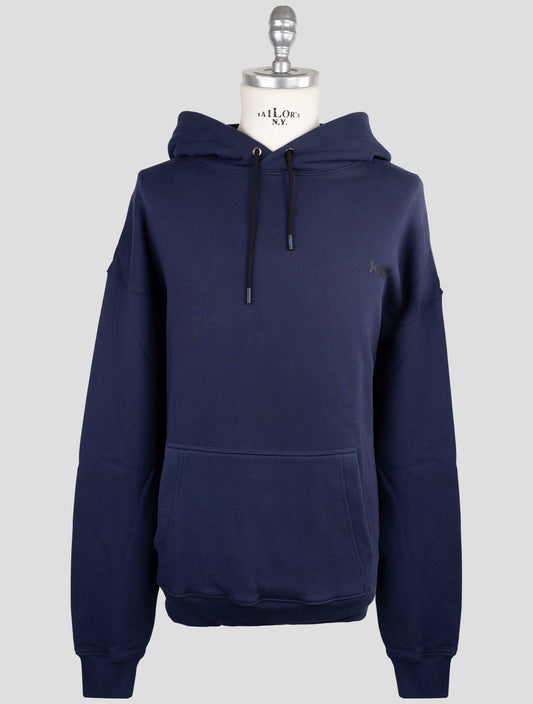 Kiton Knt Blue Cotton Sweater Hoodie
