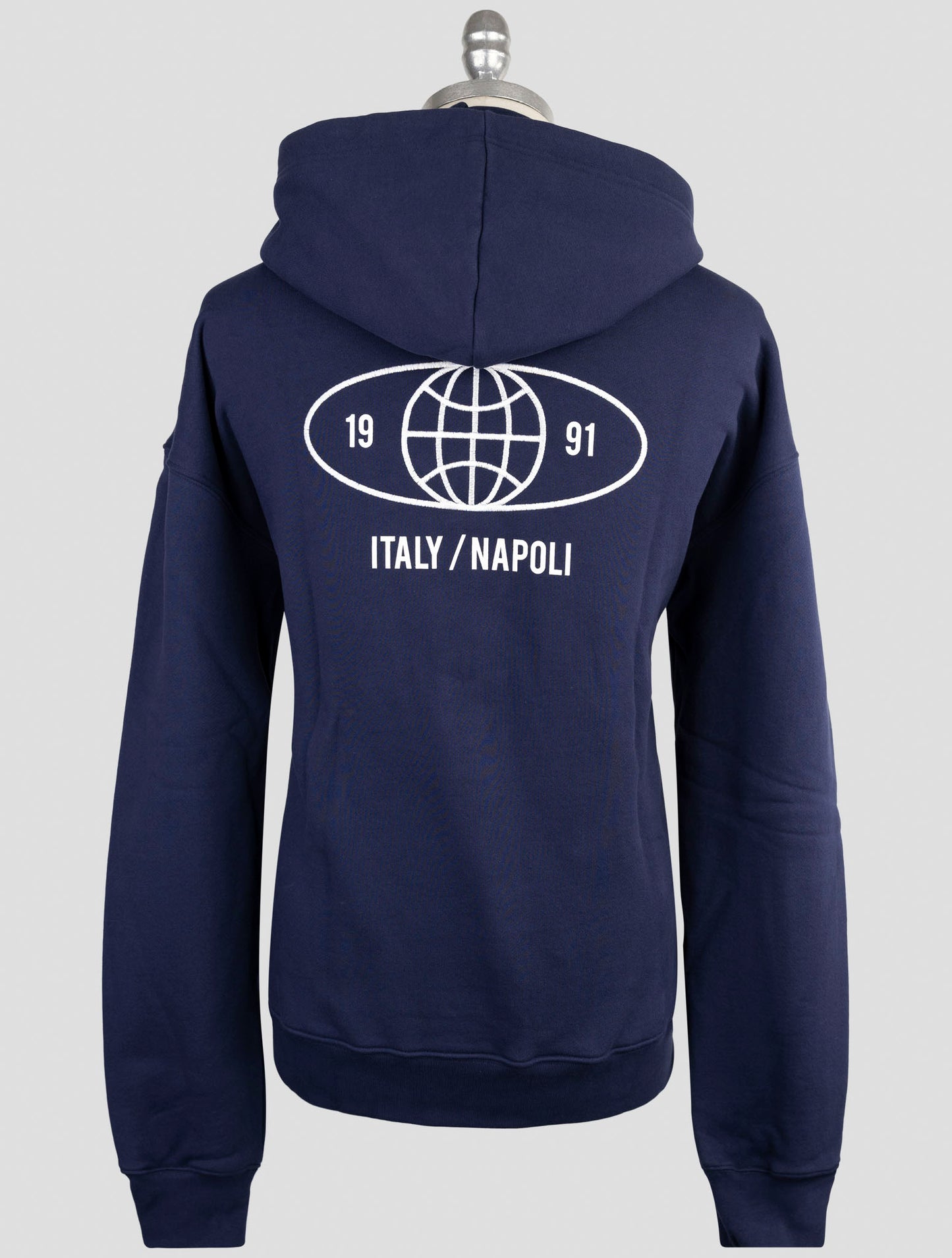 Kiton Knt Blue Cotton Sweater Hoodie