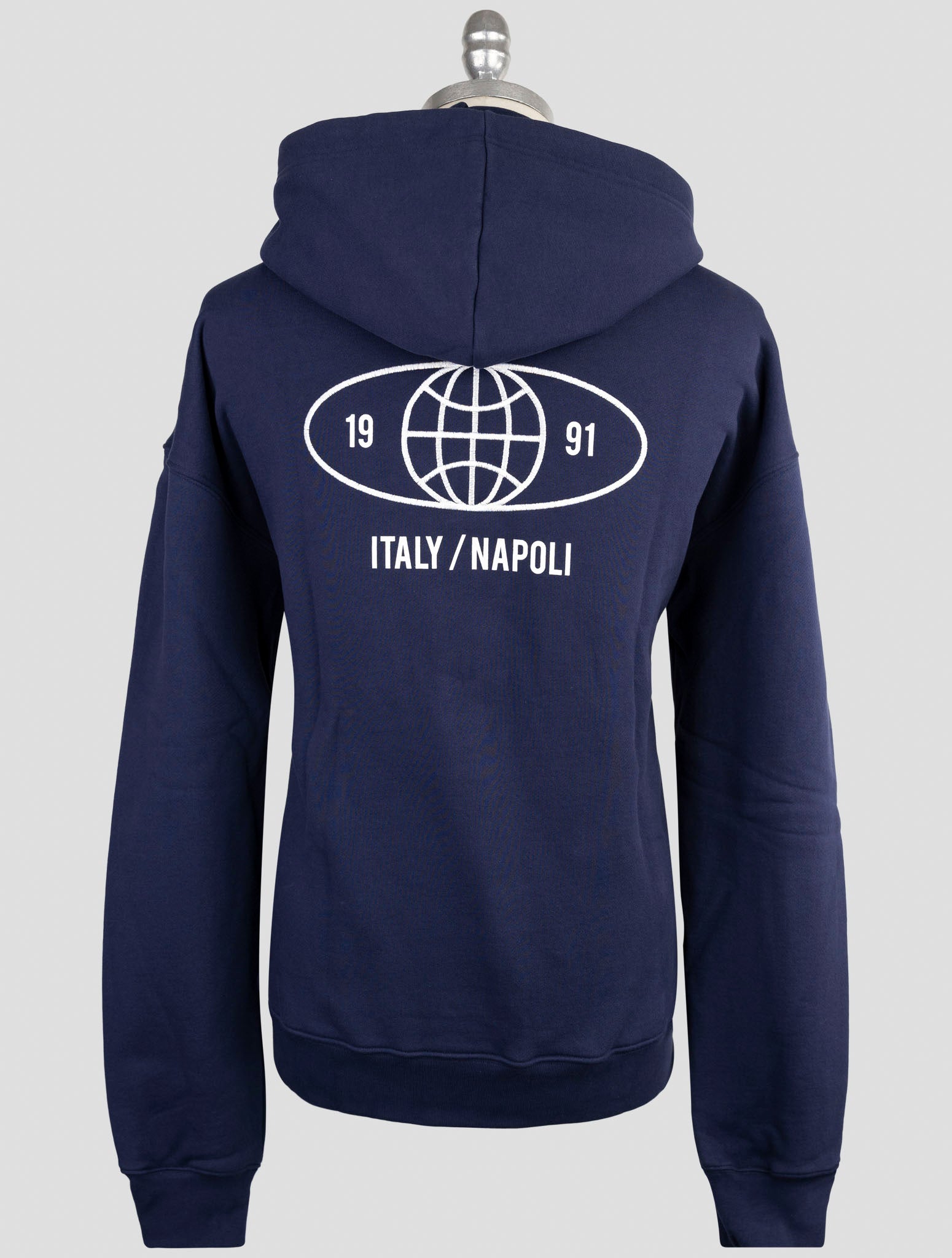 Kiton Knt Blue Cotton Sweater Hoodie
