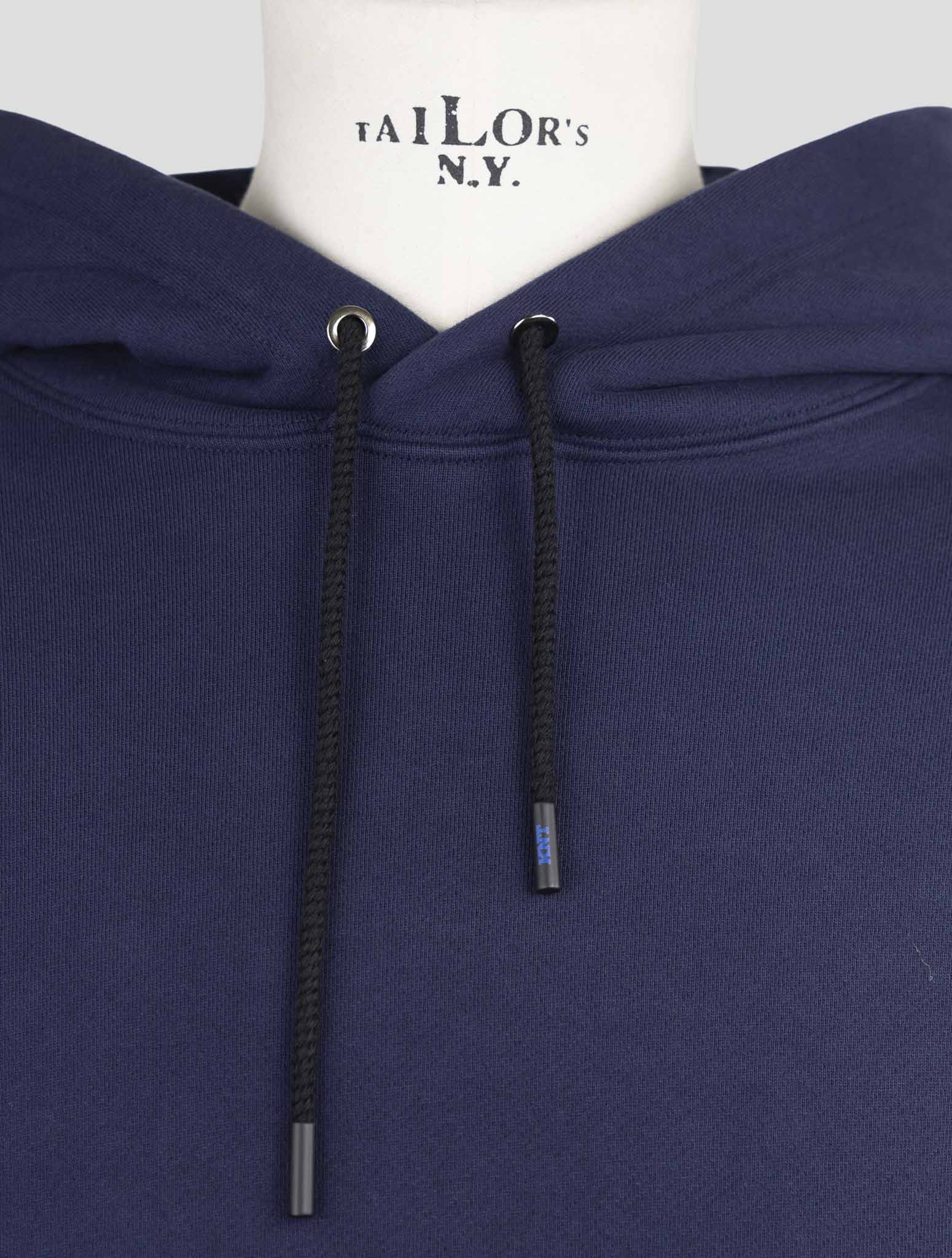 Kiton Knt Blue Cotton Sweater Hoodie