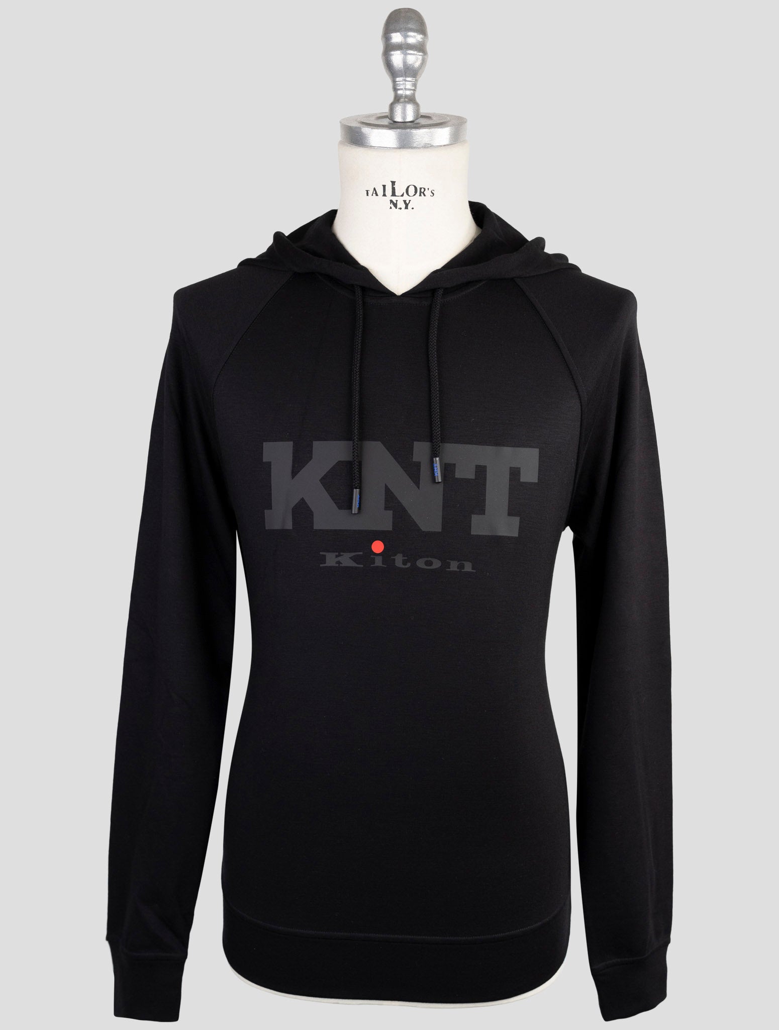 Kiton Knt Black Viscose Ea Sweater Hoodie