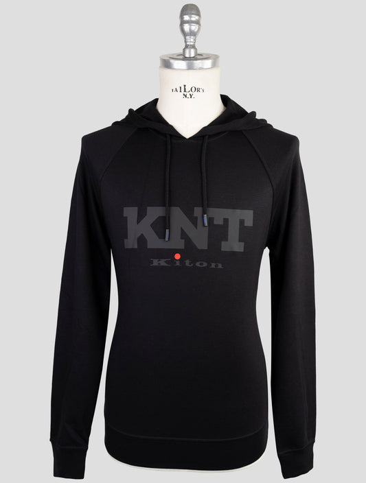 Kiton Knt Black Viscose Ea Sweater Hoodie