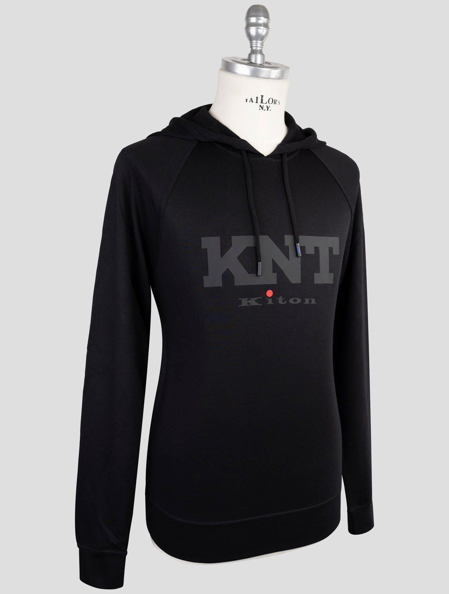 Kiton Knt Black Viscose Ea Sweater Hoodie
