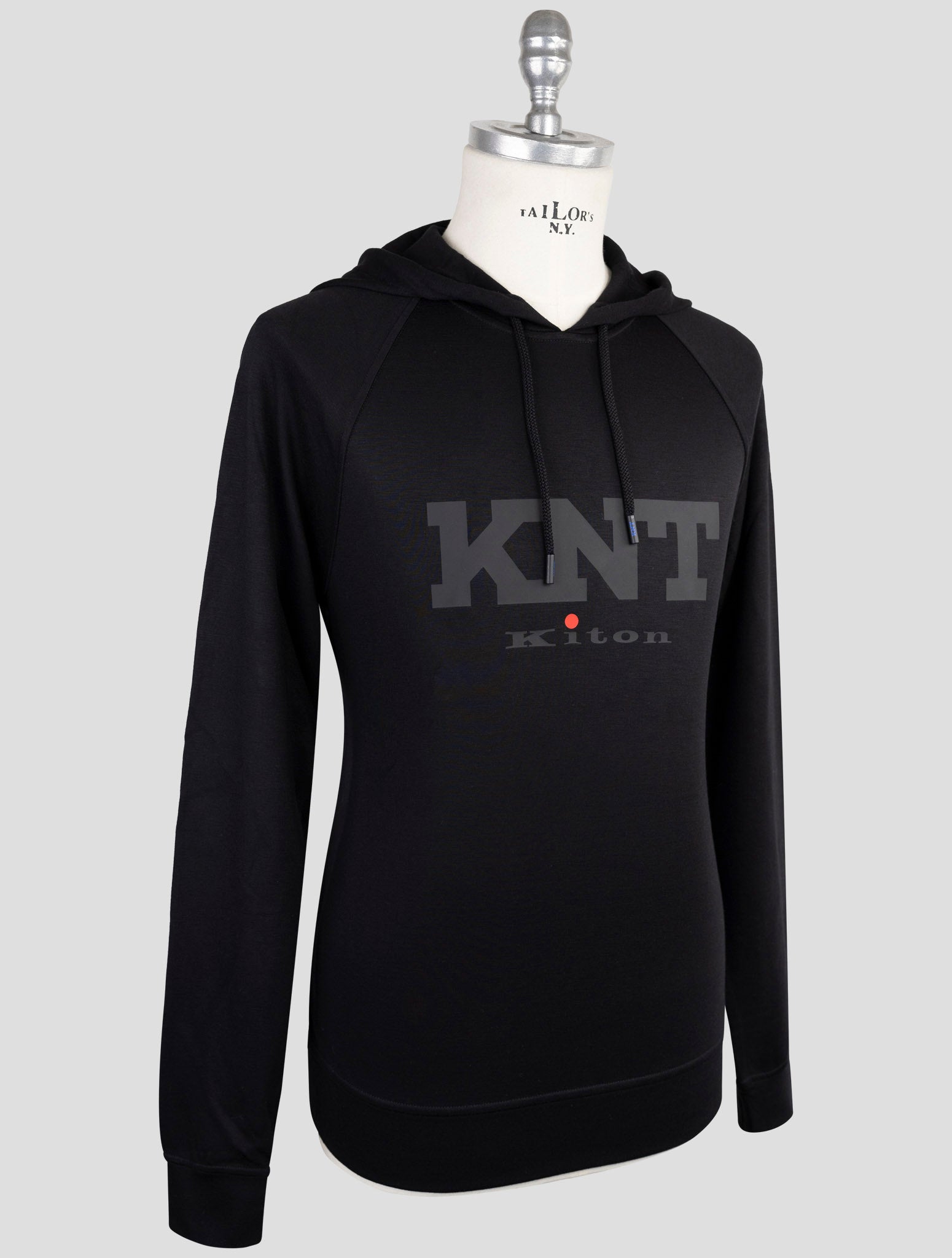 Kiton Knt Black Viscose Ea Sweater Hoodie