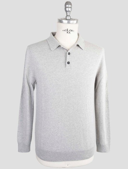Kiton Knt Gray Virgin Wool Sweater Polo