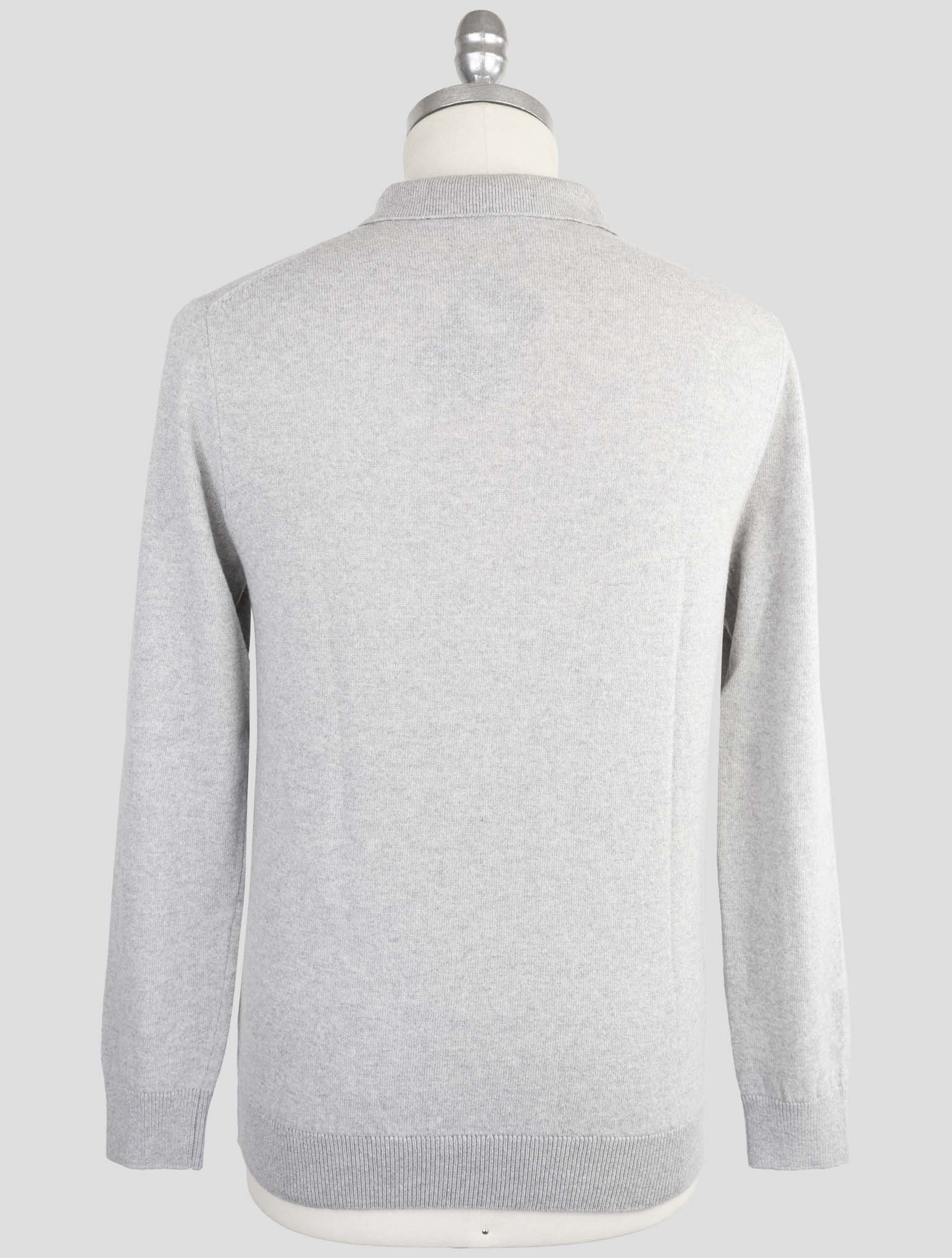 Kiton Knt Gray Virgin Wool Sweater Polo