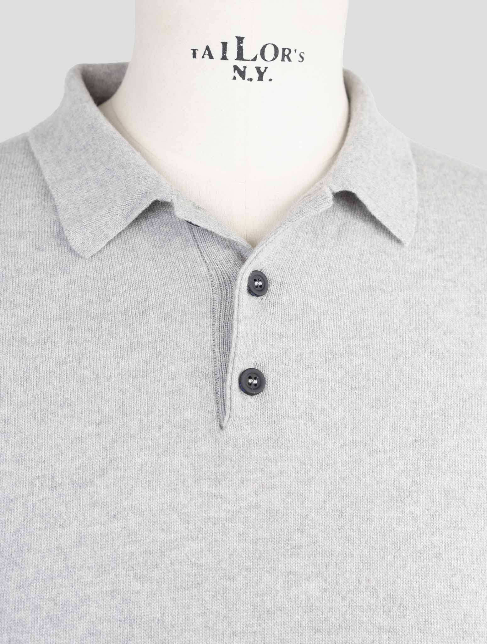 Kiton Knt Gray Virgin Wool Sweater Polo