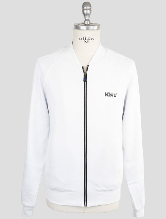 Kiton Knt White Cotton Sweater Full Zip