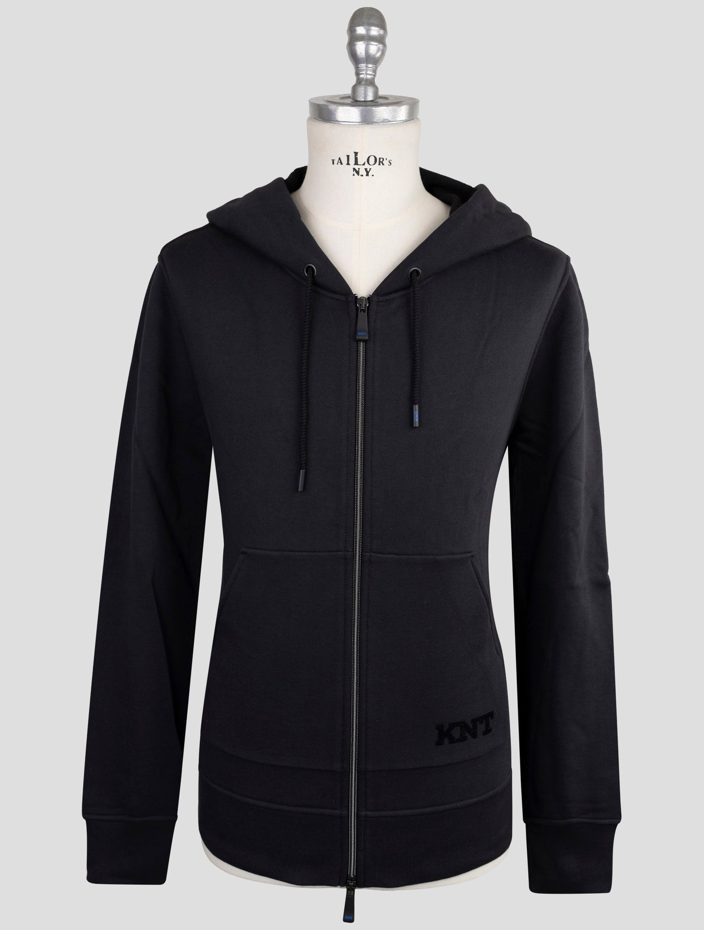 Kiton Knt Blue Cotton Sweater Full Zip