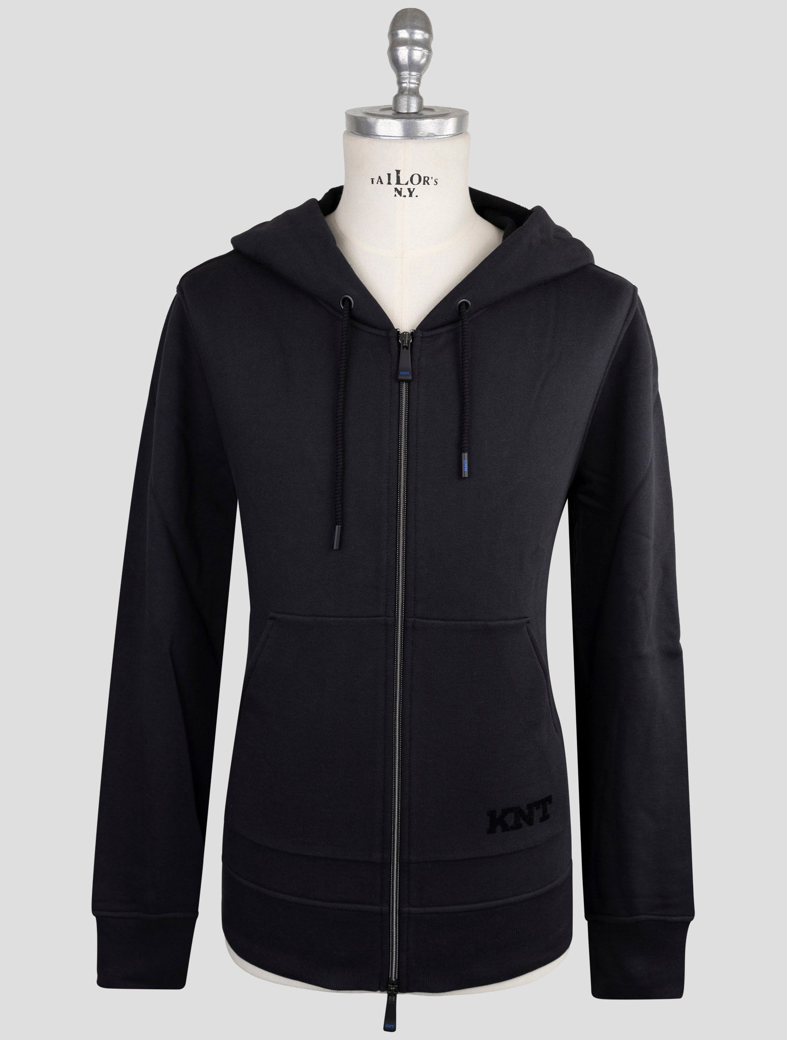 Kiton Knt Blue Cotton Sweater Full Zip