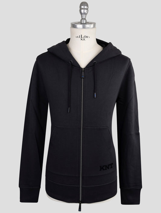 Kiton Knt Blue Cotton Sweater Full Zip