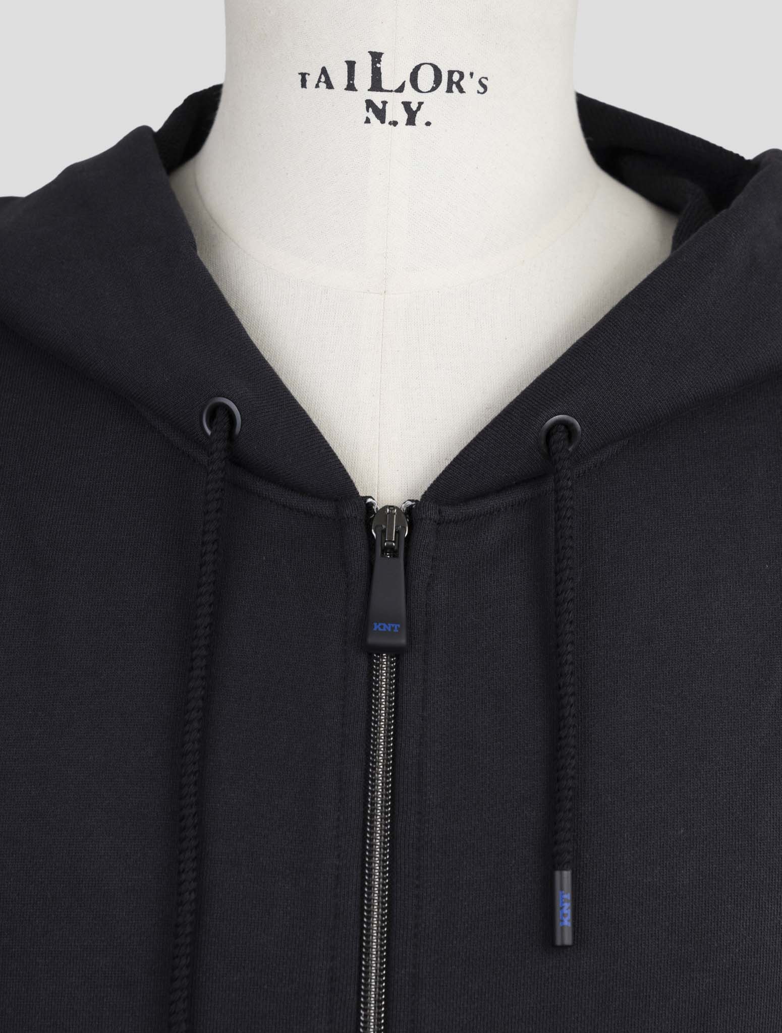 Kiton Knt Blue Cotton Sweater Full Zip