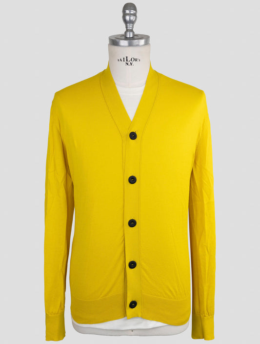 Kiton Knt Yellow Cotton Sweater Cardigan