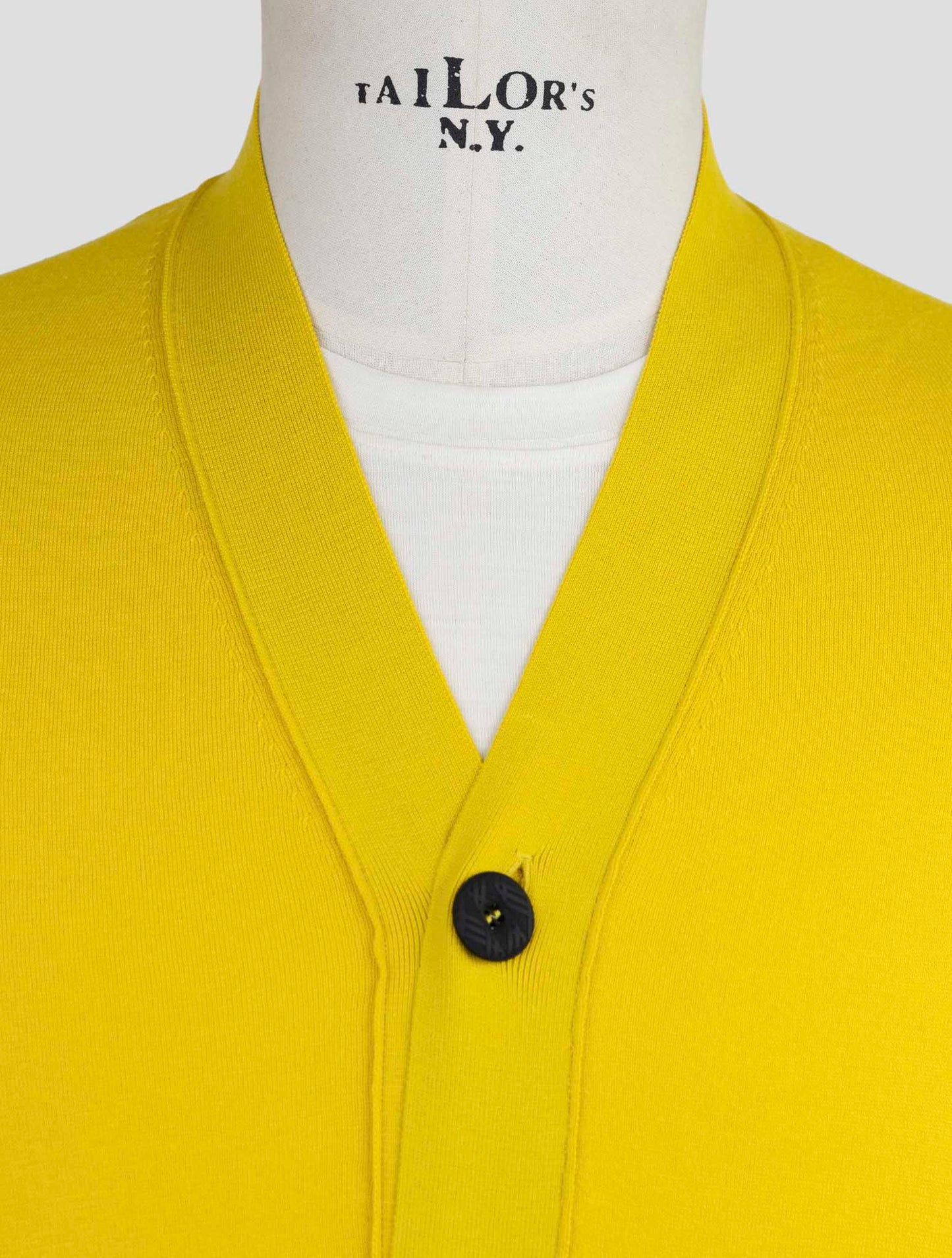 Kiton Knt Yellow Cotton Sweater Cardigan