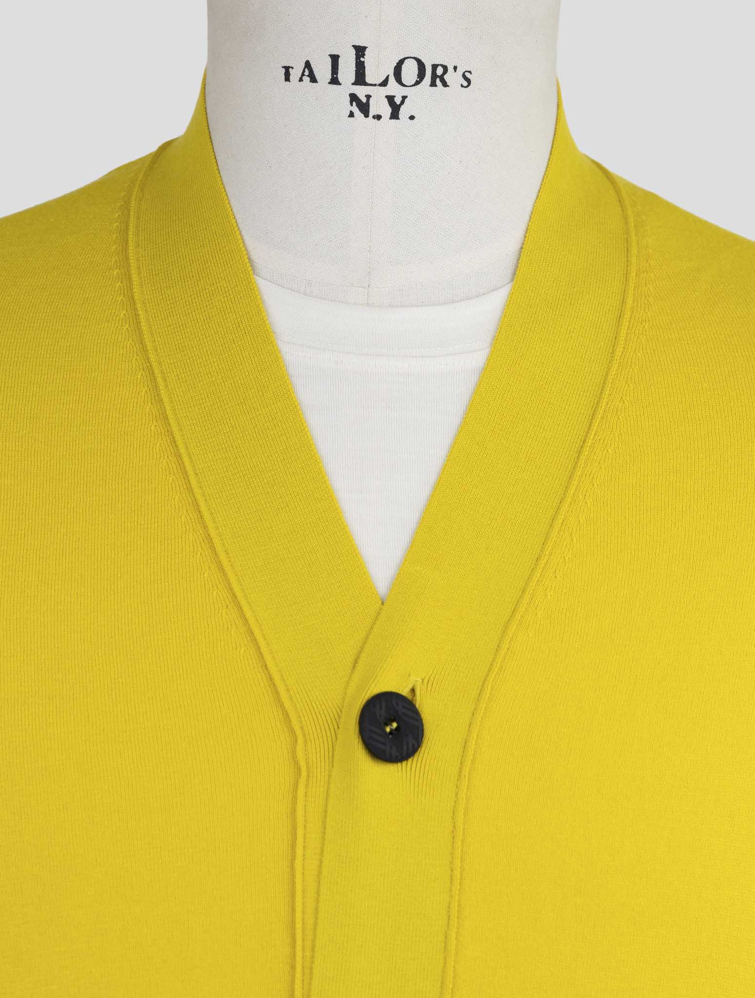 Kiton Knt Yellow Cotton Sweater Cardigan
