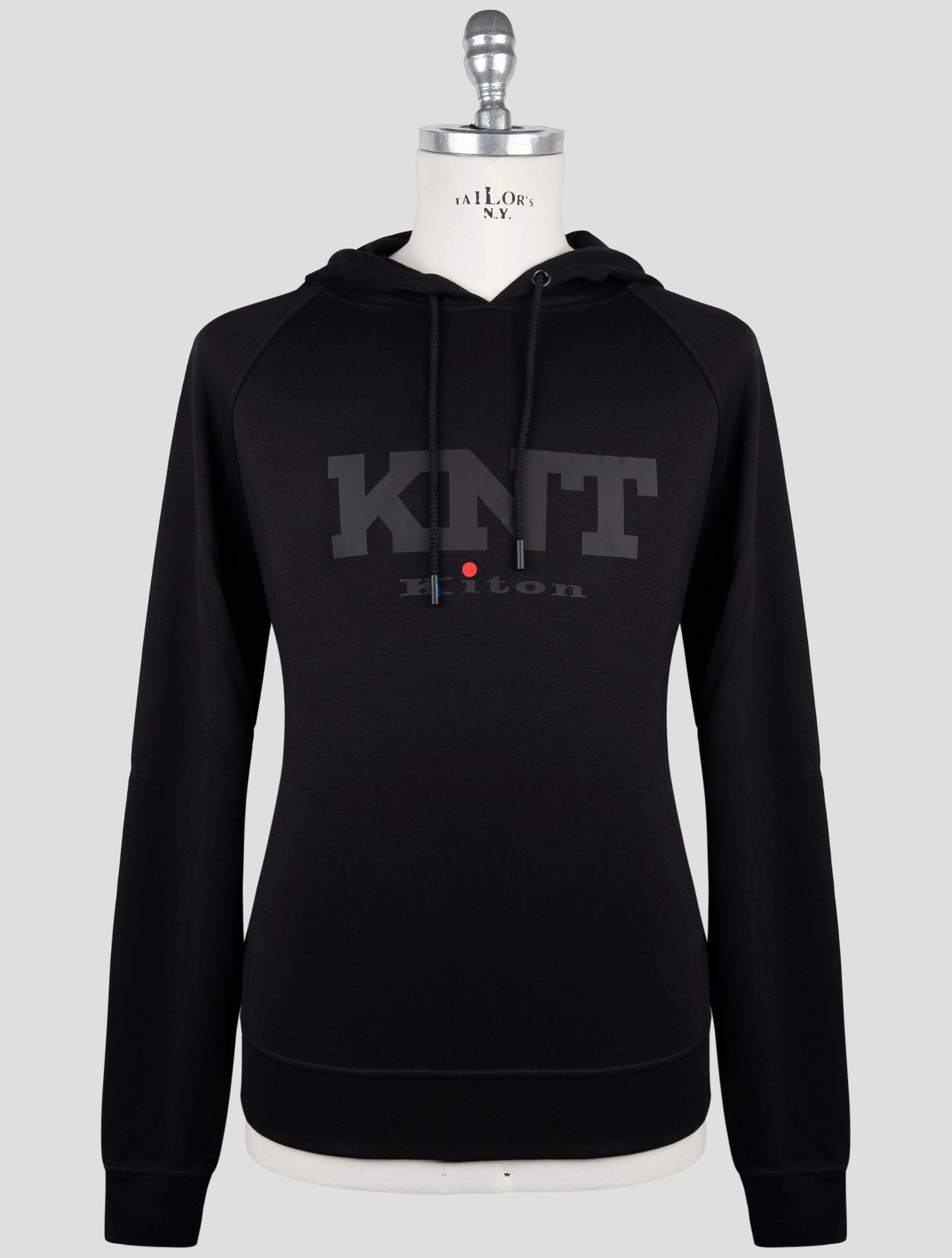 Kiton Knt Black Viscose Ea Sweater Hoodie