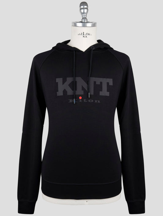 Kiton Knt Black Viscose Ea Sweater Hoodie