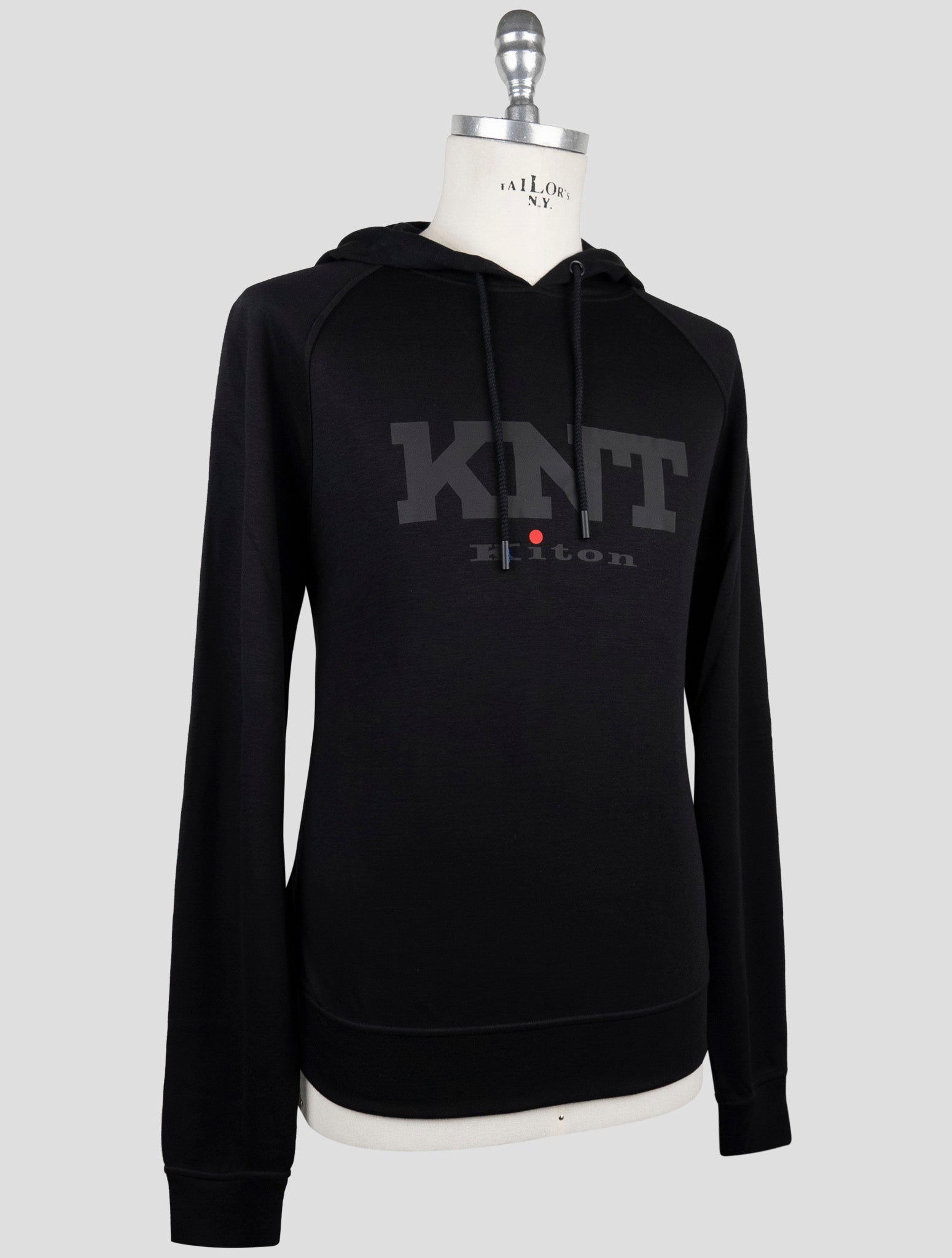 Kiton Knt Black Viscose Ea Sweater Hoodie
