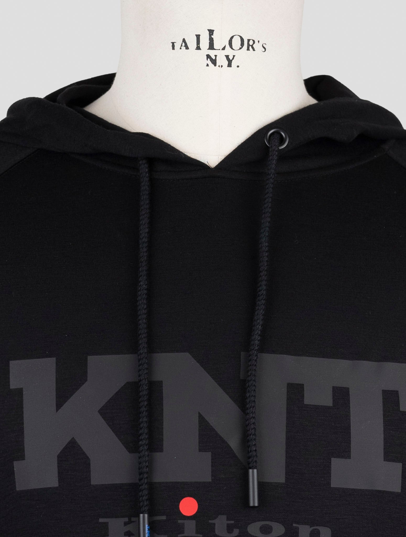 Kiton Knt Black Viscose Ea Sweater Hoodie