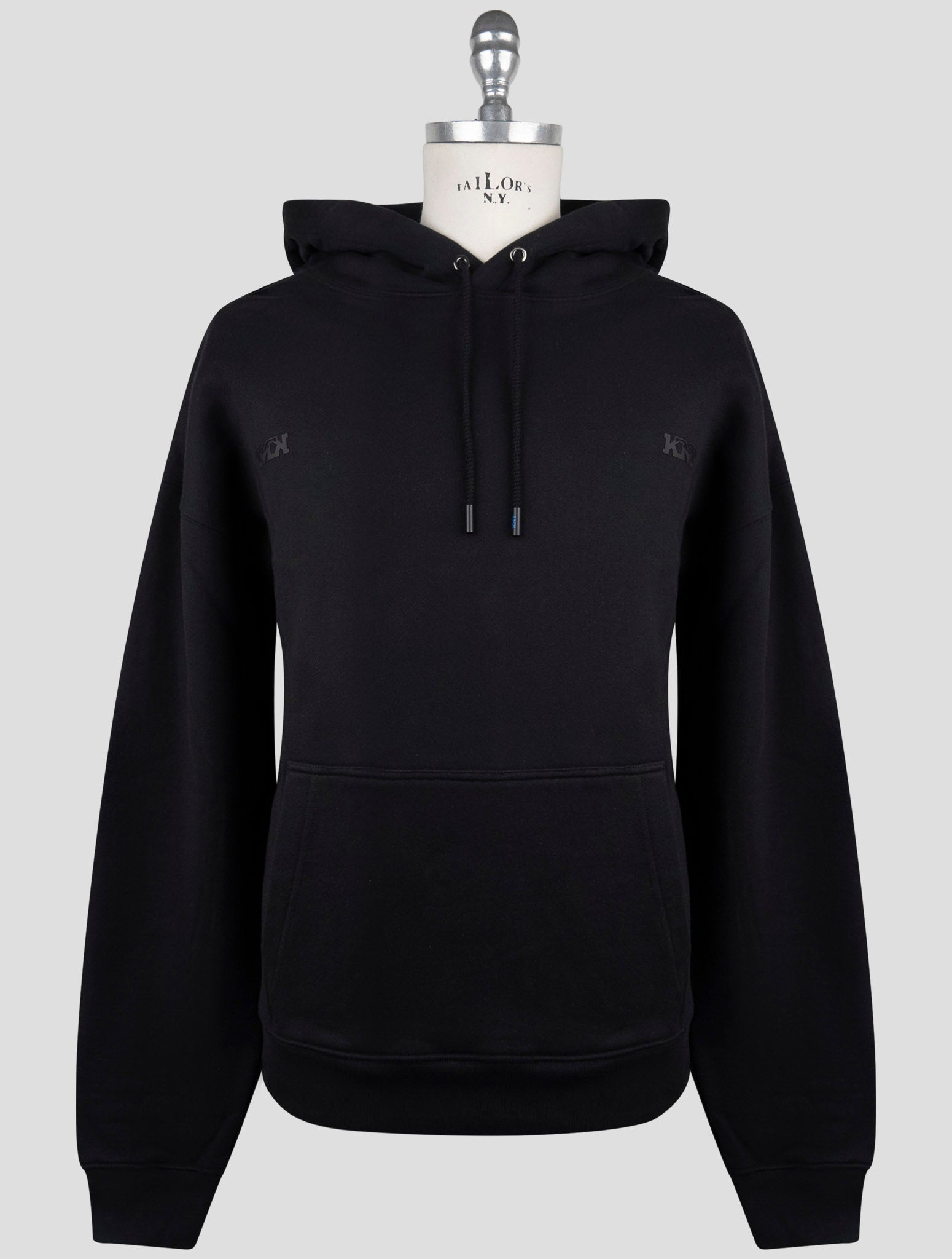 Kiton Knt Black Cotton Sweater Hoodie