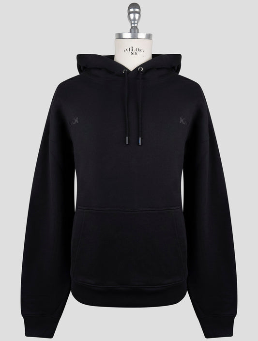 Kiton Knt Black Cotton Sweater Hoodie